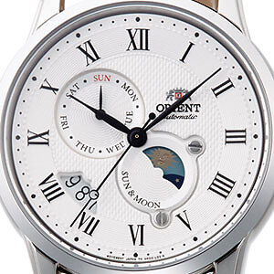 ORIENT RN-AK0005S White SUN & MOON Mechanical Automatic Men’s Watch New in Box