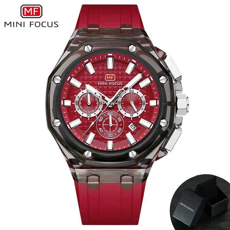 MINI FOCUS Fashion Multifunctional Quartz Watch for Calendar 24 Hours Display C