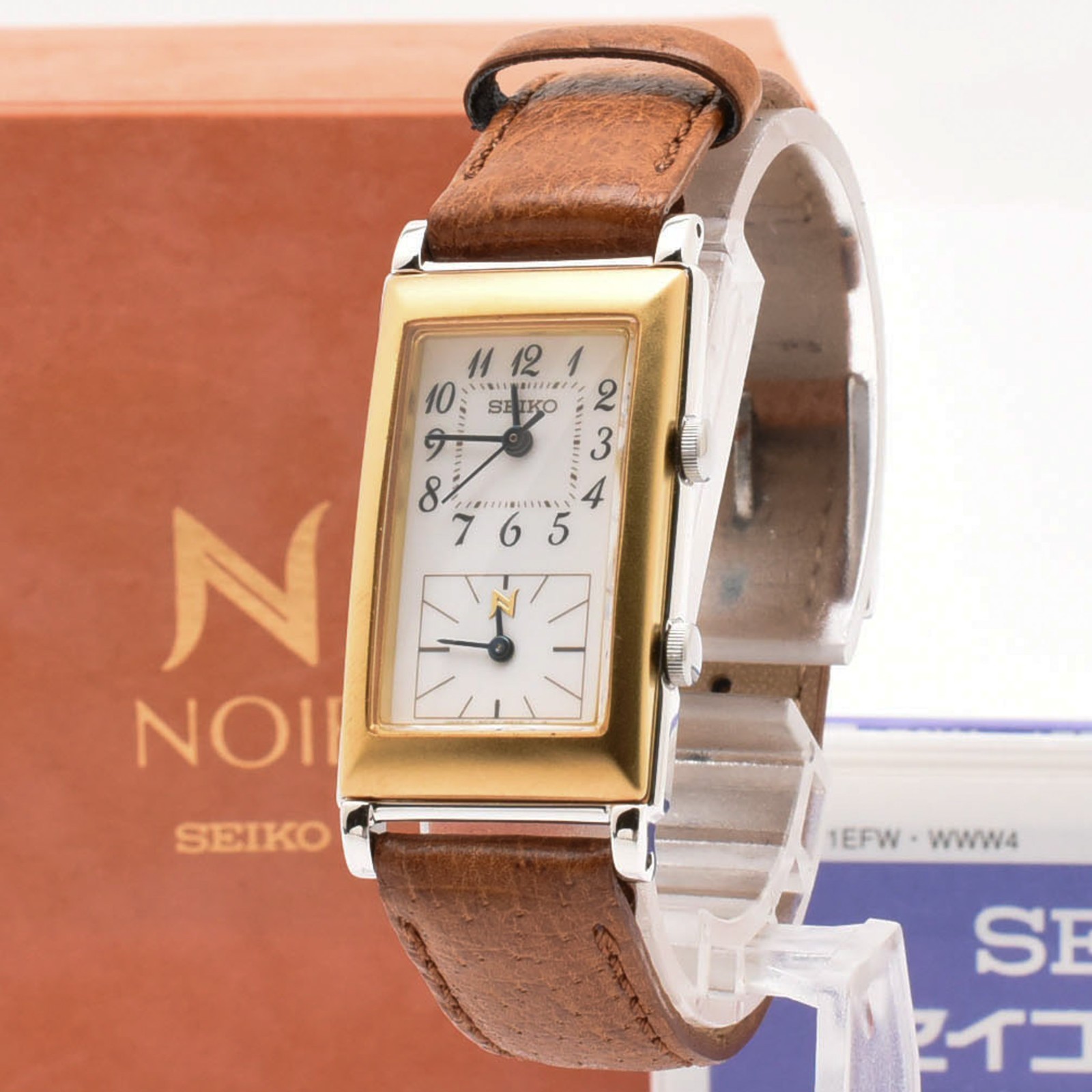 1996 [NOS w/ Box] SEIKO Noie 1EFW-5A00 Gold White Dual Time Quartz Women’s Watch