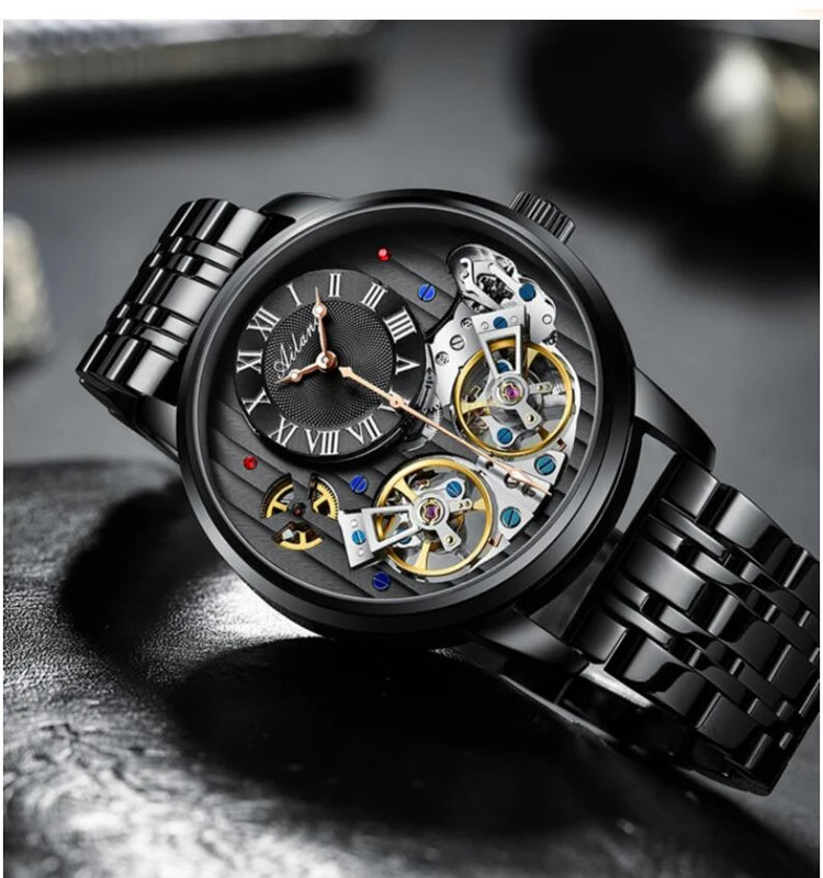 AILANG Men’s Automatic Watch Double Tourbillon Mechanical Luminous Waterproof