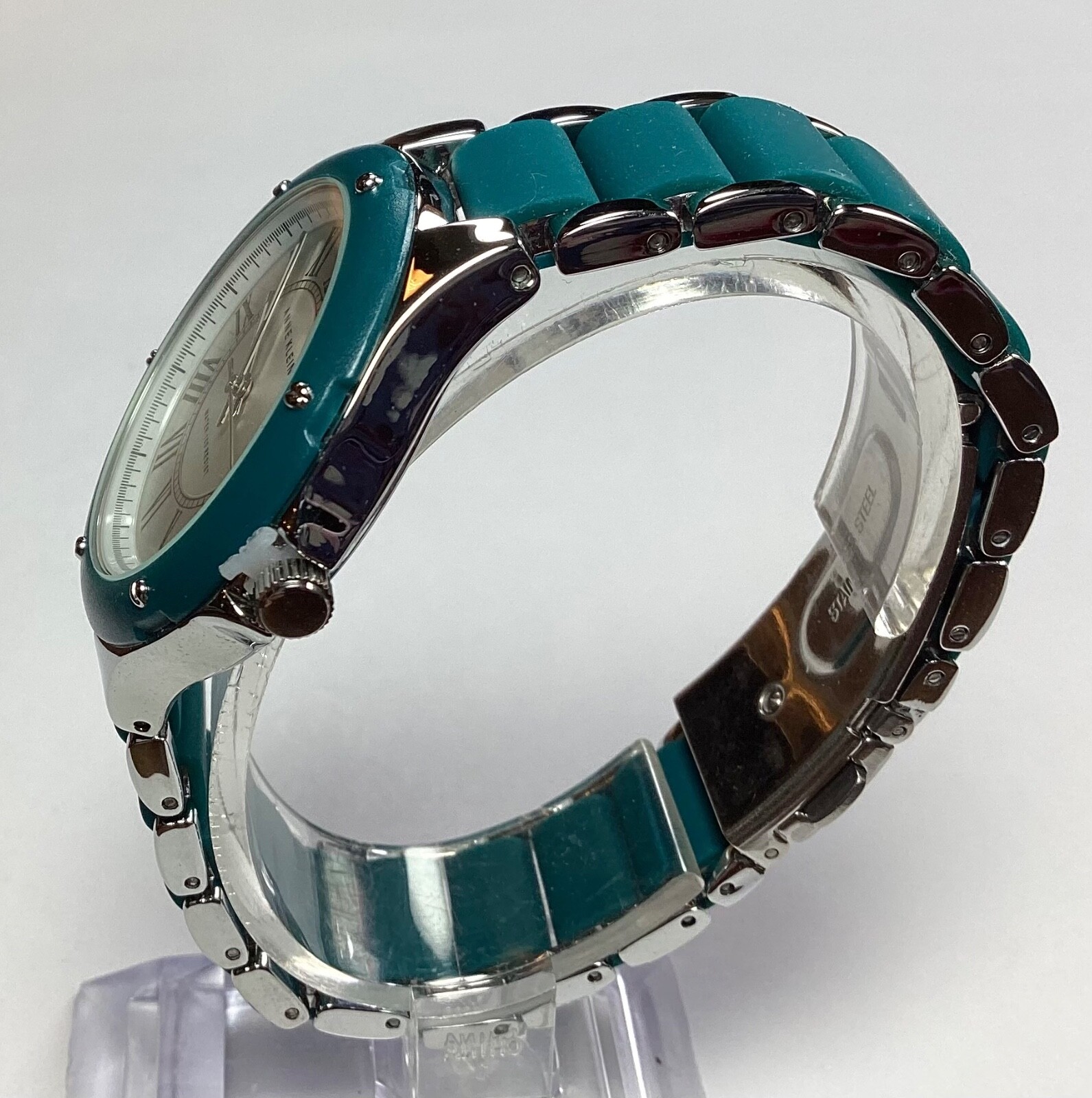 Anne Klein Womens Watch Silver Teal Green WR 100 feet New Battery