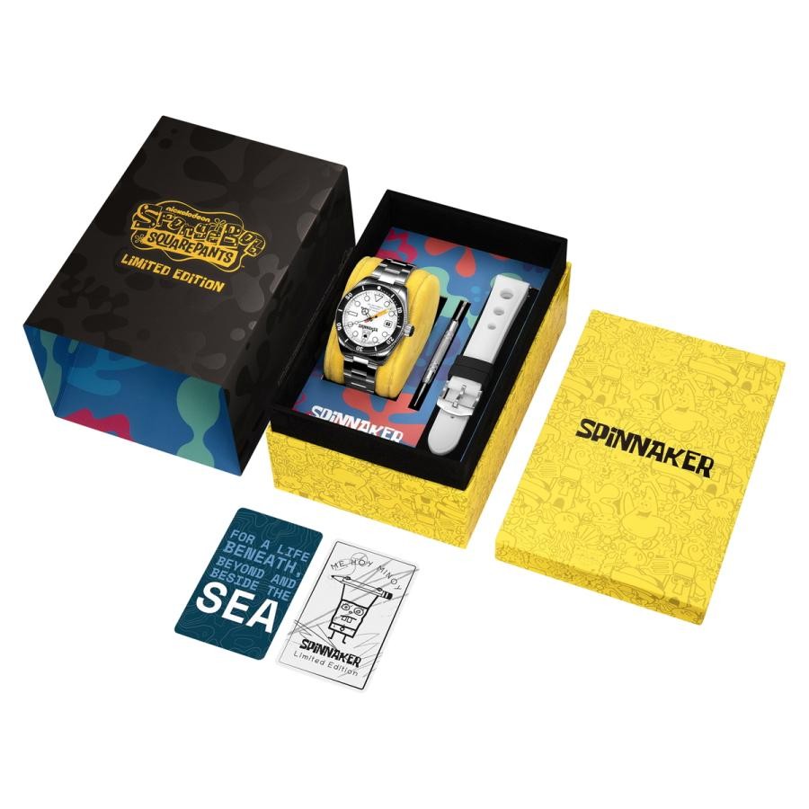 Spinnaker SP-5174-11 SpongeBob DoodleBob Auto White Dial 42mm SS Bracelet Watch