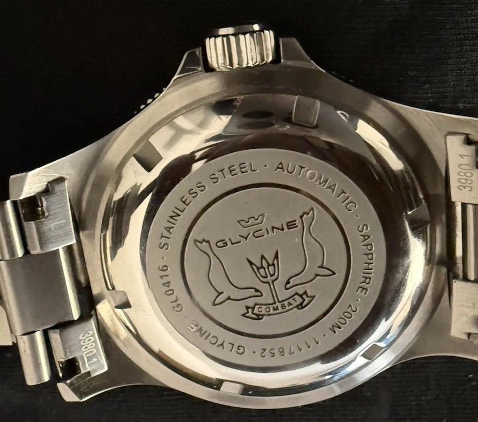 Glycine Combat Auto Diver 42mm Blue Dial/Bezel Date 200m Box Papers