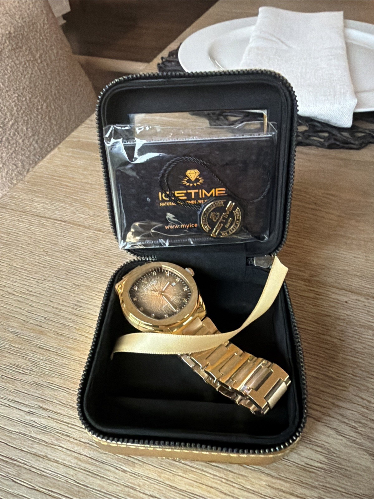 IceTime 42mm Hollywood Yellow Dial Steel Men’s Watch 0.10ct Diamond 1500 retail