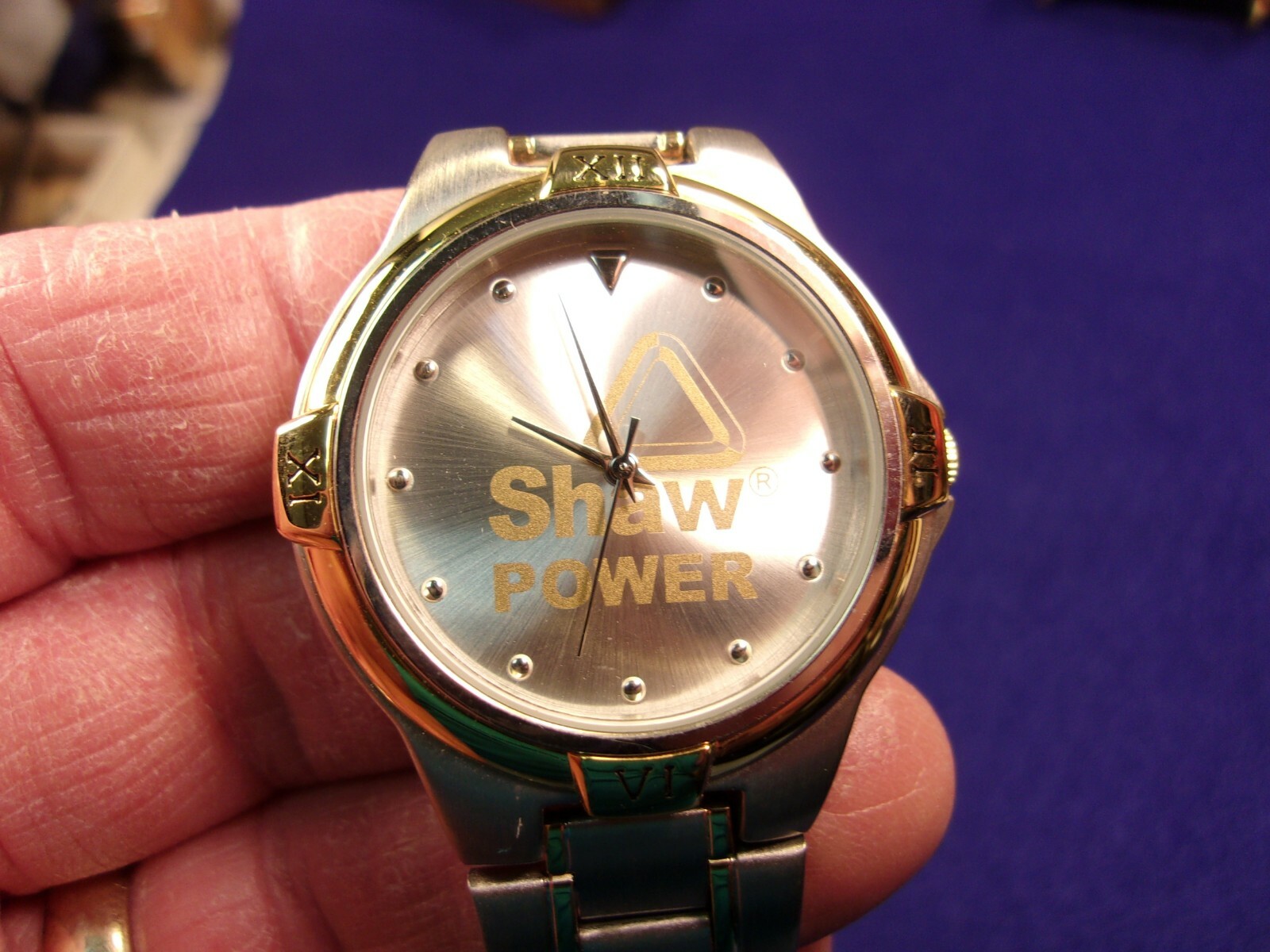 NEAR MINT CONDITION MENS COMPANY WRISTWATCH – “SHAW POWER”, STILL WITH PLASTIC