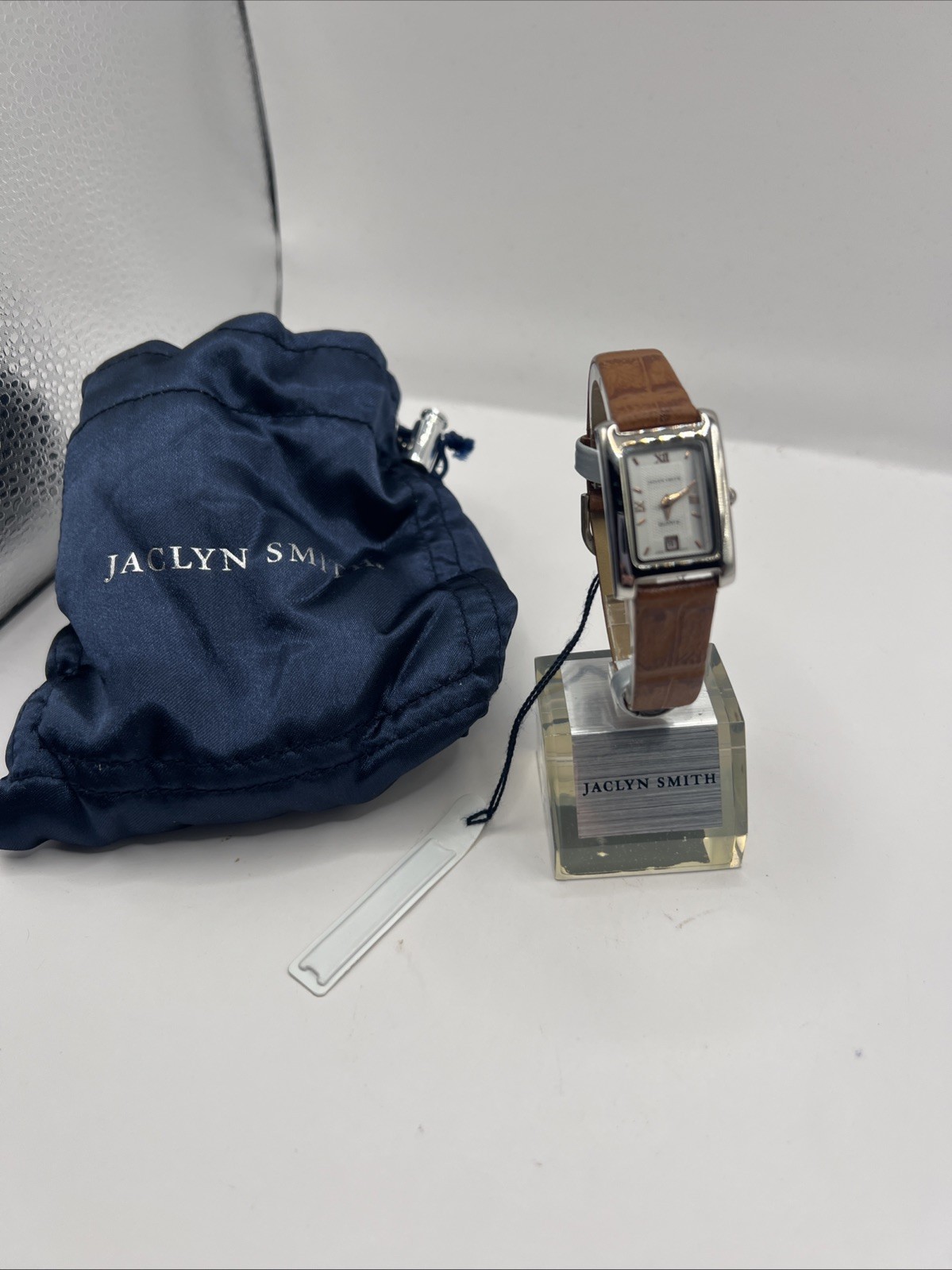 Jaclyn Smith Watch Leather Band Japan Movement Date Indicator Roman Numeral New