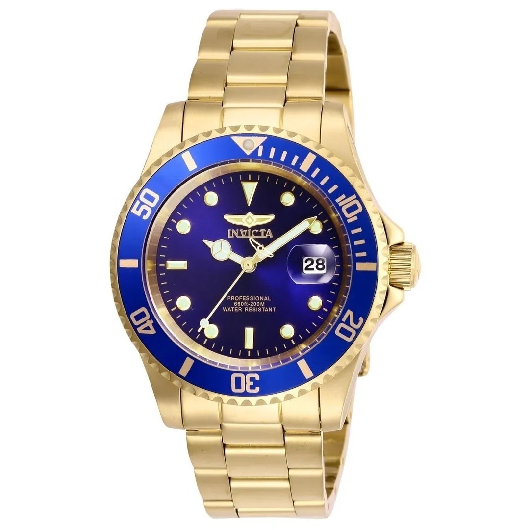 Invicta 40mm Pro Diver Quartz Blue Dial Yellow Gold Steel Mens Watch 26974 – NEW