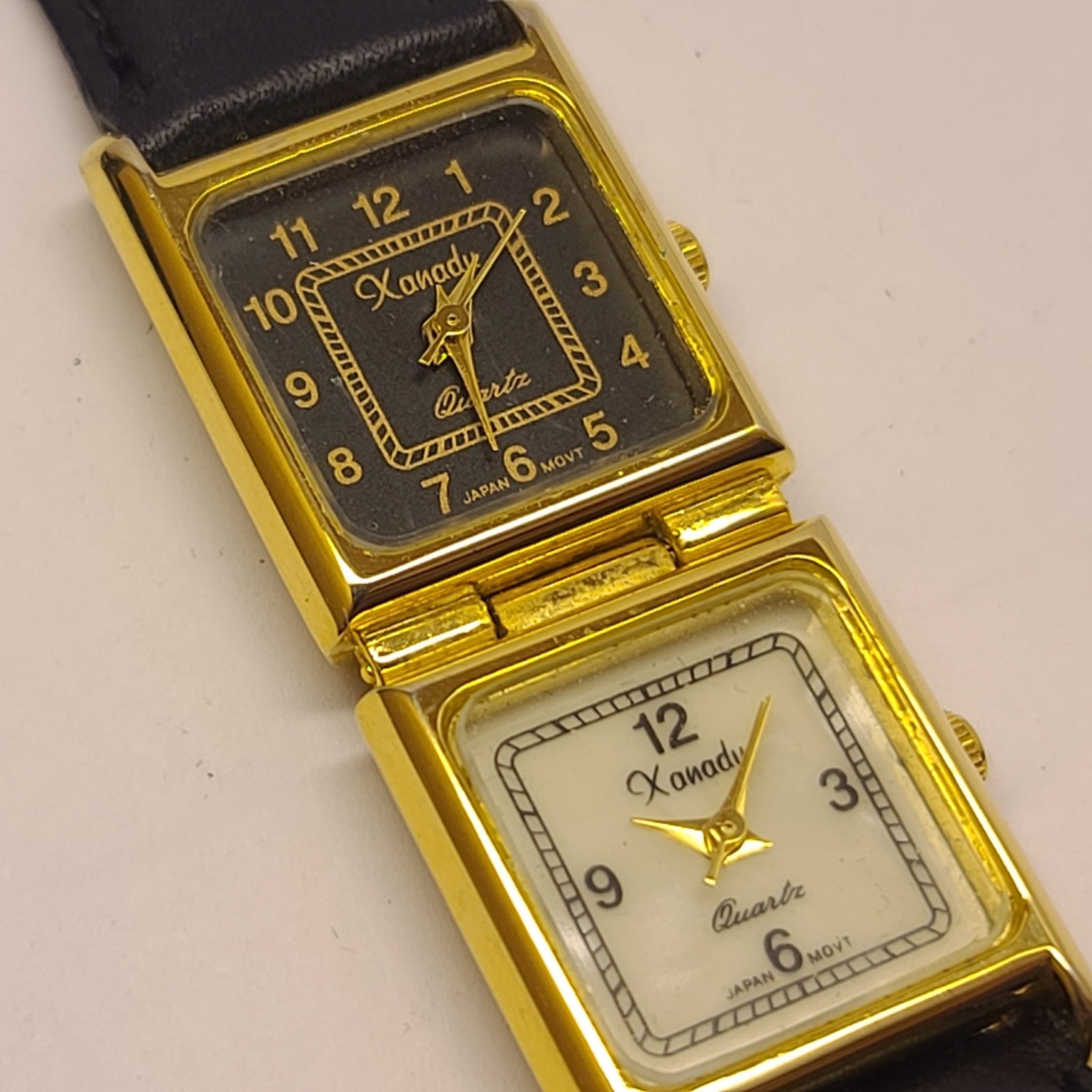 Unique Xanadu Wristwatch – Double Gold Tone, Dual Time Zone, Double Dial