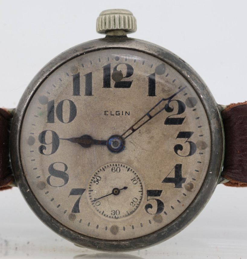 WW1 ELGIN TRENCH Gr. 418, 3/0s 7j, 20384453 WRIST WATCH, 33mm, FOR REPAIR (M16)