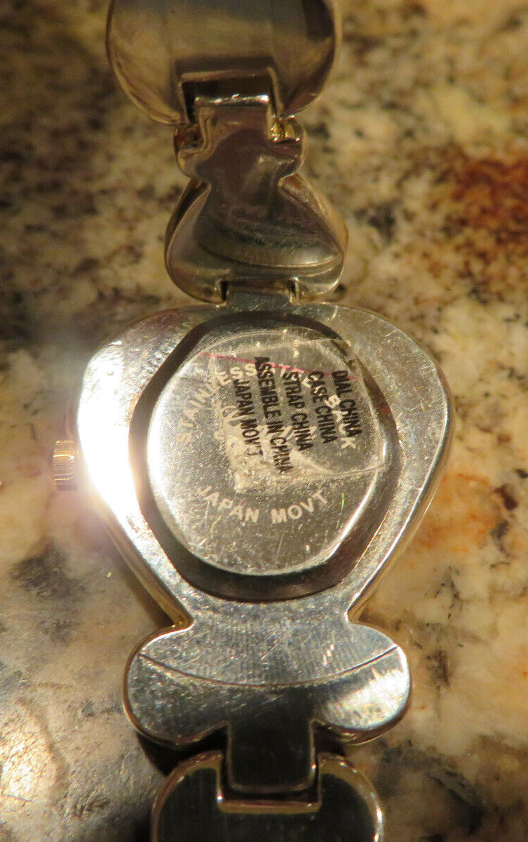 Geneva Heart Shaped Watch Pressed Silver/GoldTone Metal Toggle Band