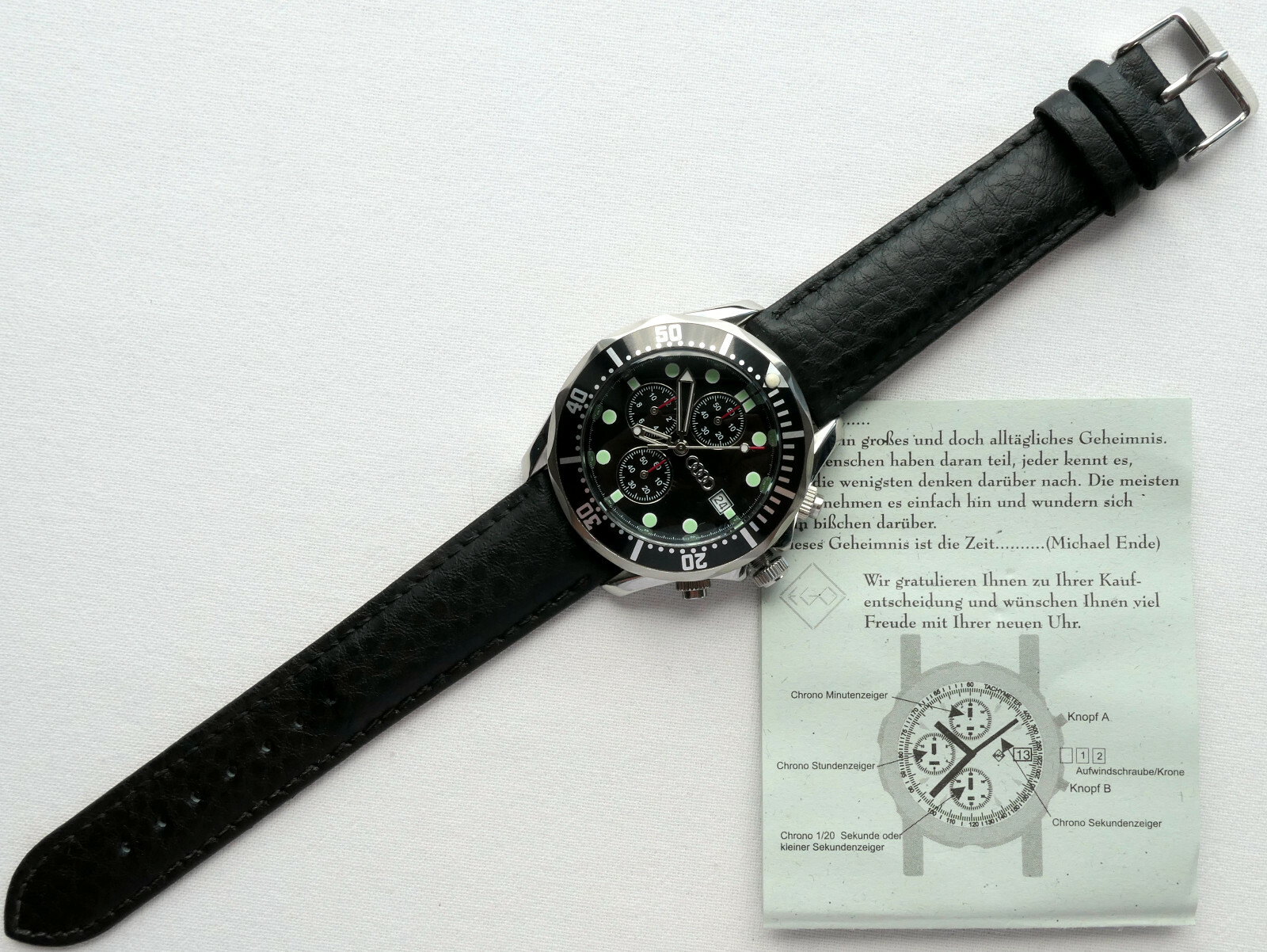 Audi Classic Diver Business Sport Military Retro Scuba Design Chronograph Watch