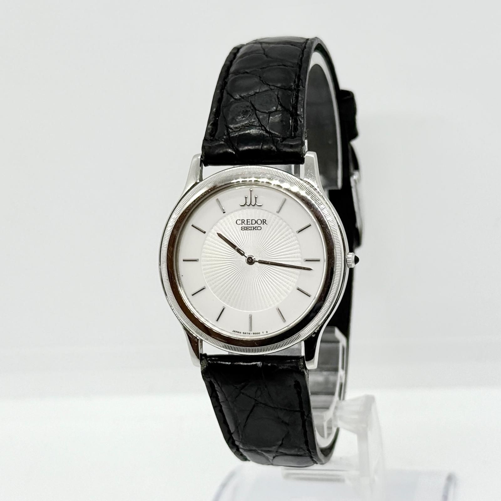 Seiko Credor 18KT 5A74-2010 Quartz Mens Watch 19cm 7.48in White Dial Working JP