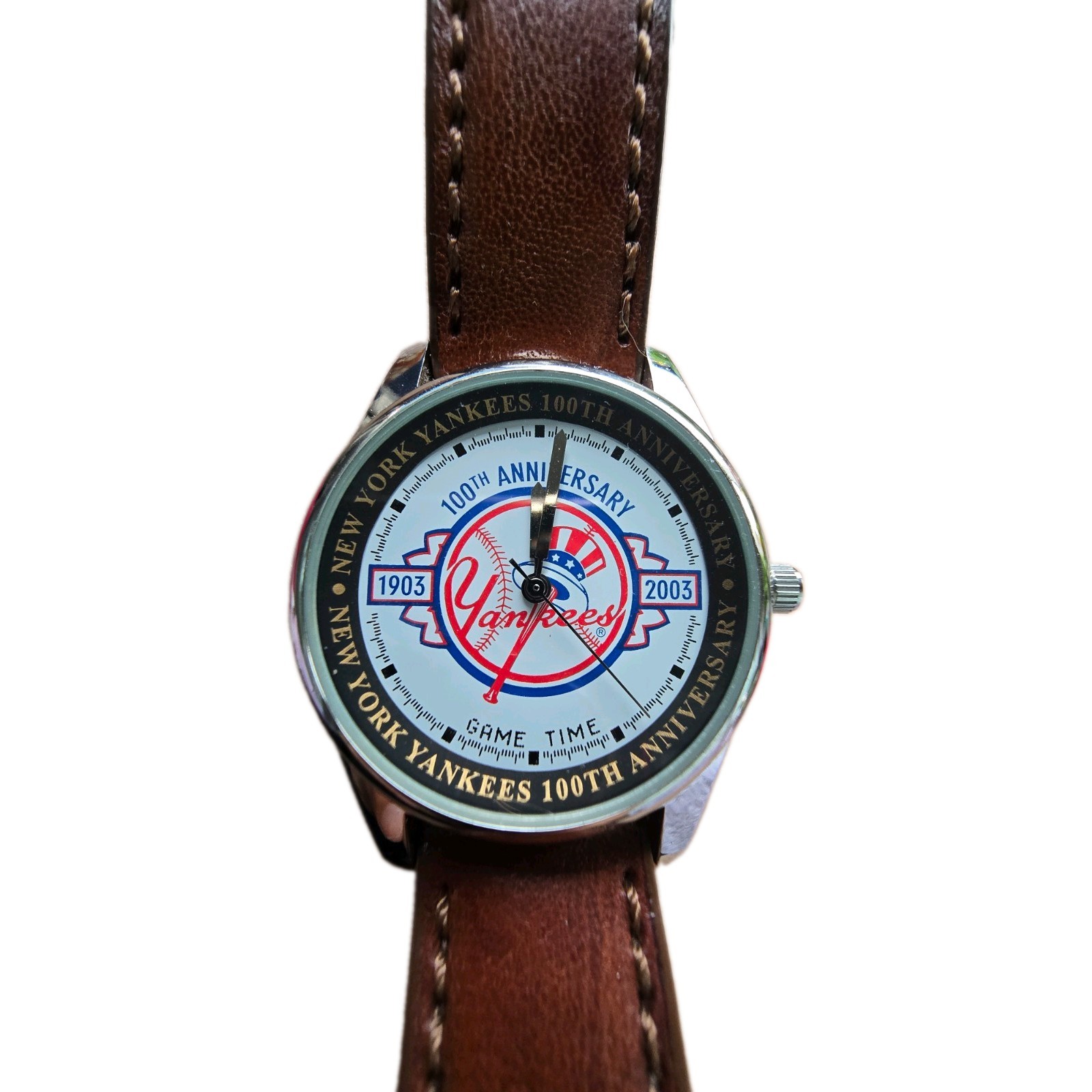 Game Time NY Yankees 100th Anniversary RUNNING PERFECT NEW BATTERY Leather Band