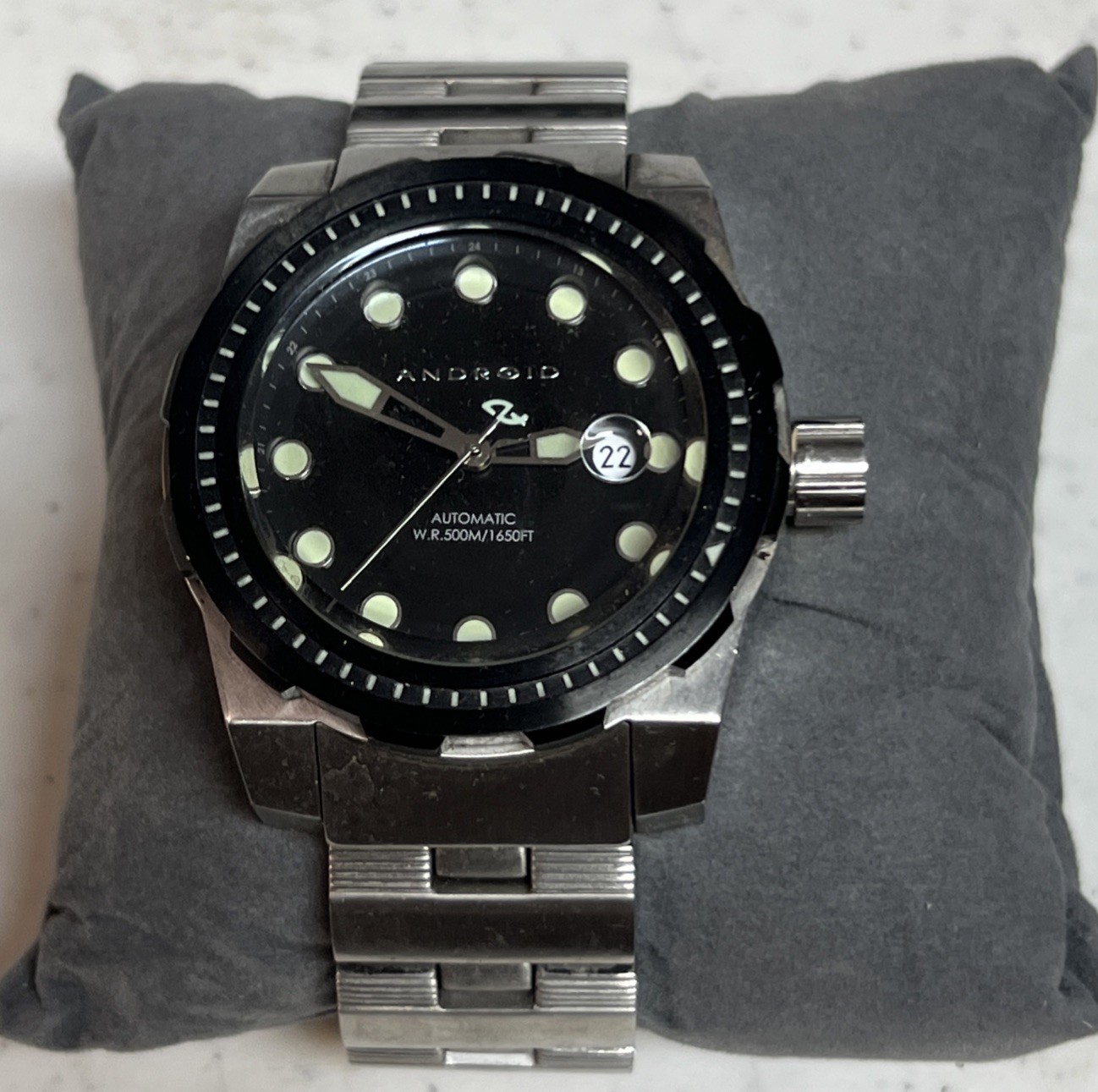 Android Silverjet Automatic Dive Watch Mens Stainless Steel 500M Diver With Box