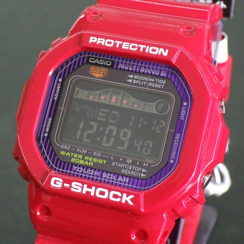 Brand New Casio G SHOCK GWX 5600C 4JF Red Radio Solar Digital Tide Graph 20 ATM