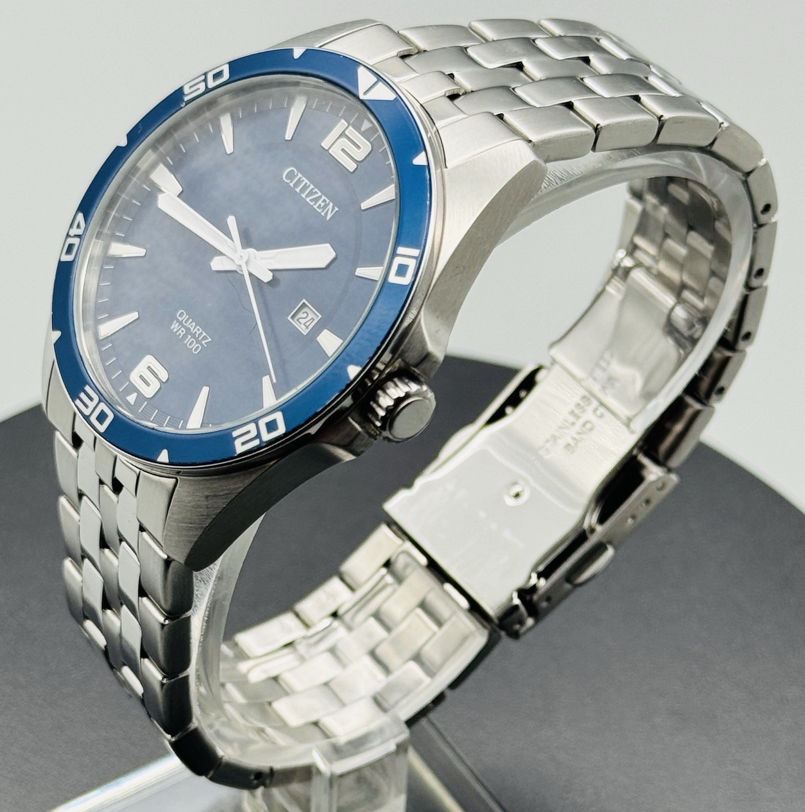 Citizen Men’s Quartz WR 100 Wristwatch Stainless Steel Blue Dial Date