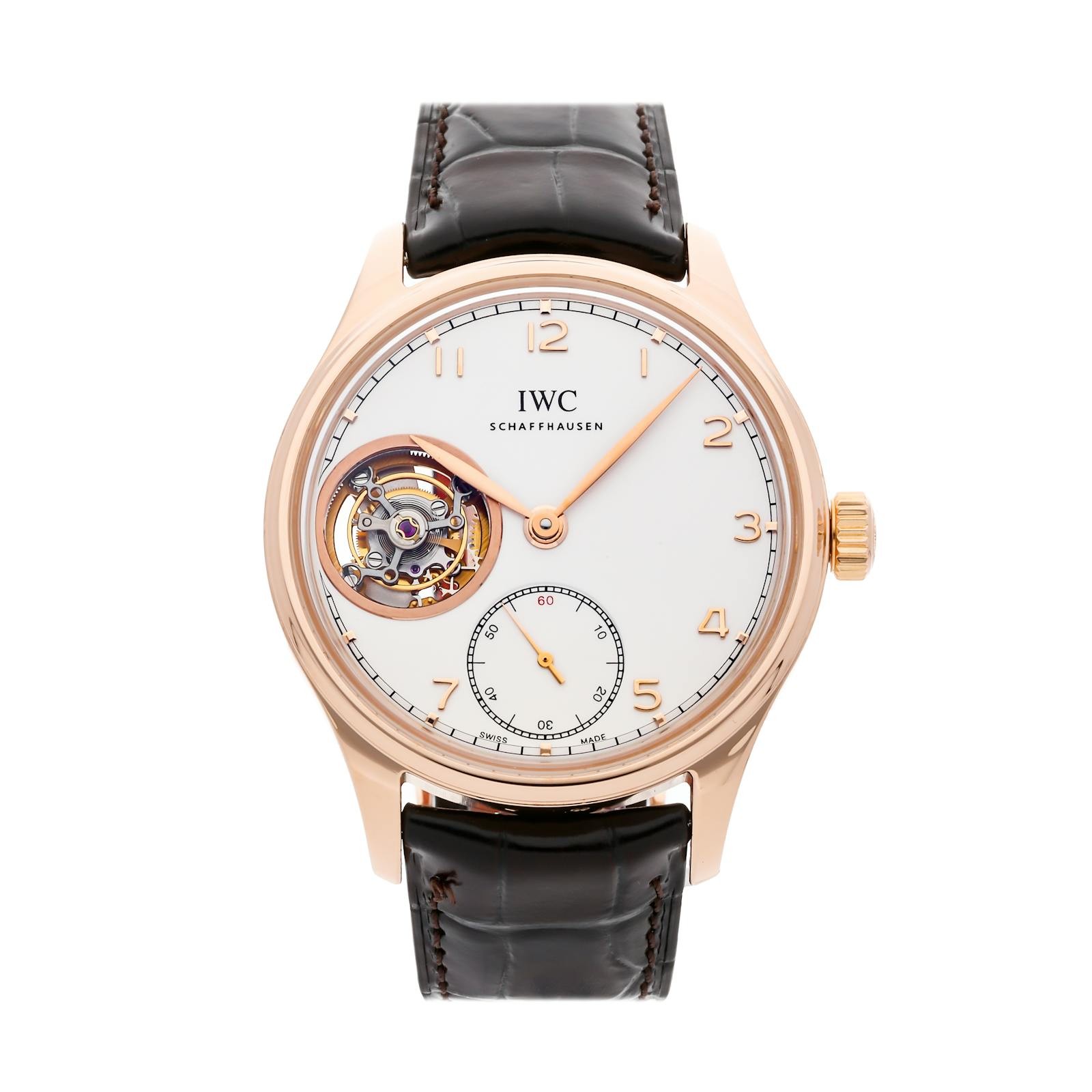 IWC Portugieser Tourbillon Rose Gold Manual 43mm Silver Dial Watch IW5463-02