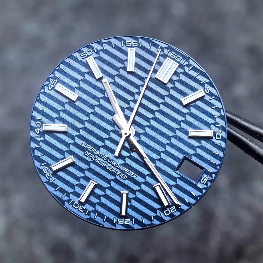 Horizontal Stripe Watch Dial Ice Blue Luminous Logbook DIY Modified Mechanical W