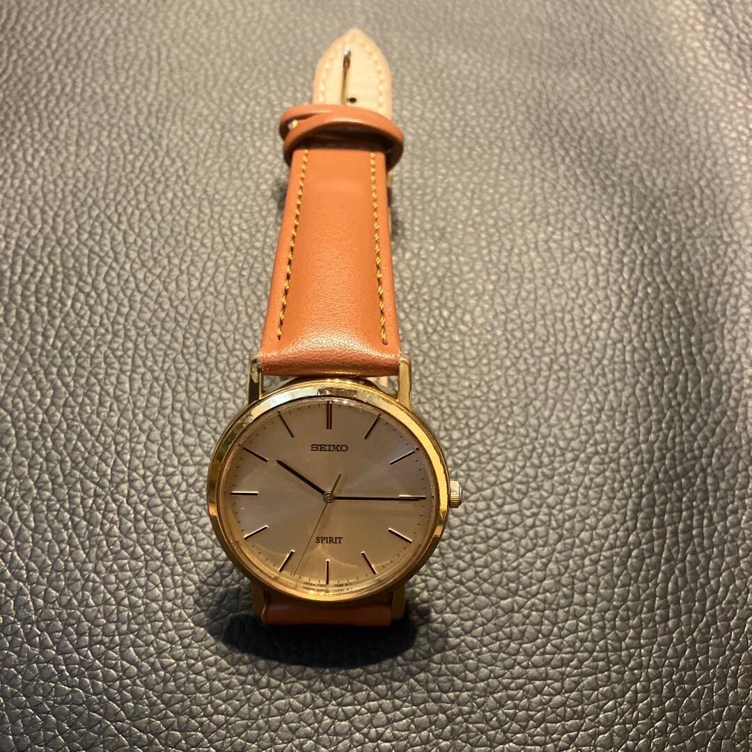 SEIKO 7N01-7060 Wristwatch SPIRIT Quartz Analog Gold Brown From Japan