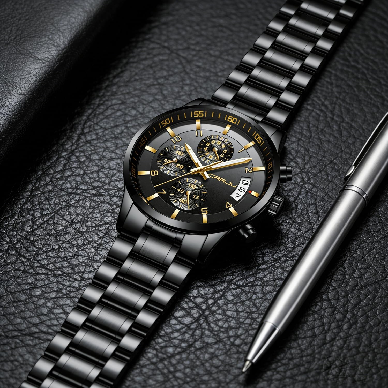 Watches for Men,Men’s Fashion Luxury Casual Stainless Steel Calendar Waterpro…