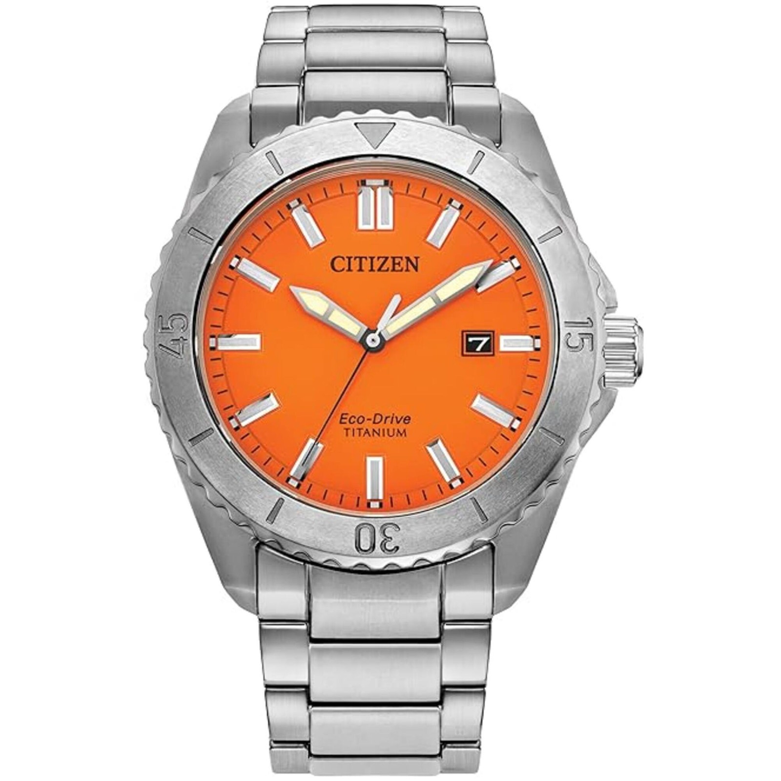 Citizen Men’s Watch Brycen Eco-Drive Orange Dial Titanium Bracelet AW1840-50X