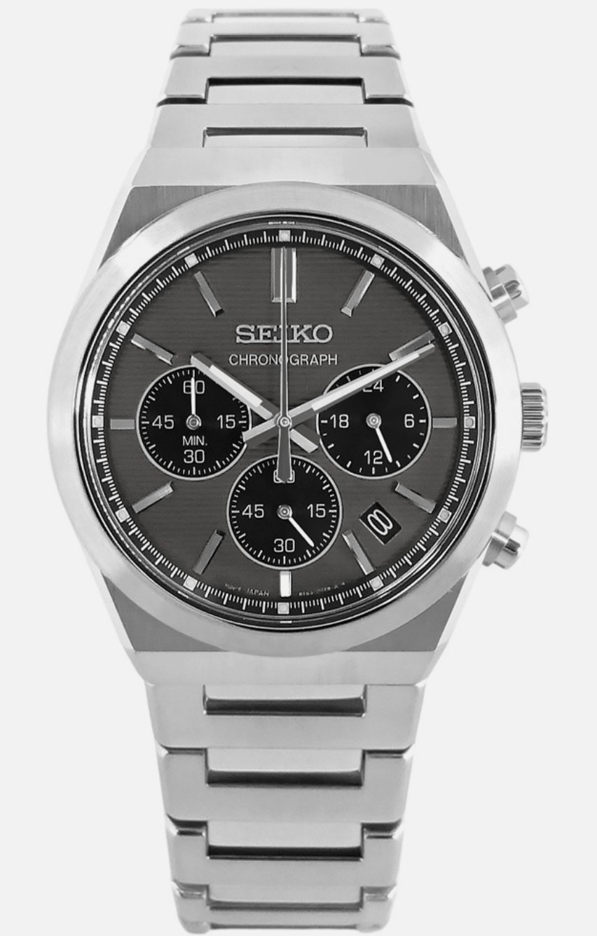 SEIKO SSB455 Grey Sapphire Quartz Silver Chronograph Analog watch JAPAN