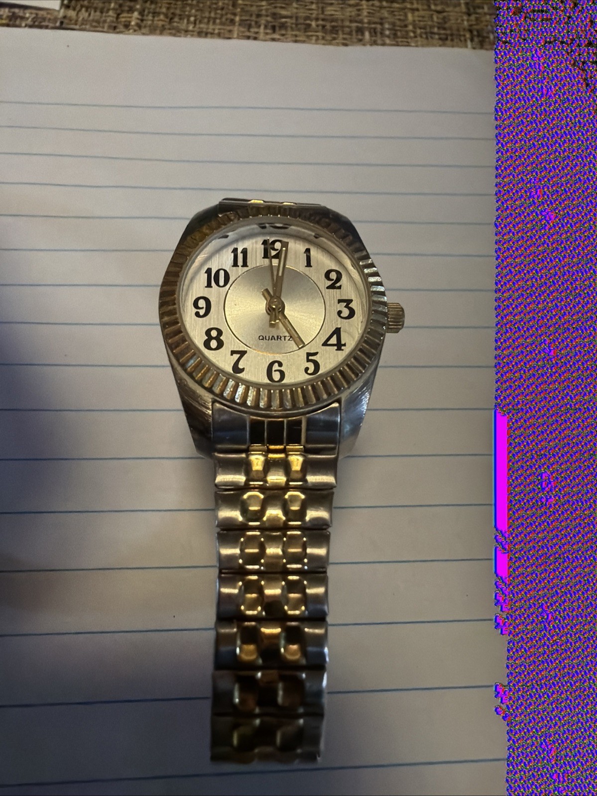 Women’s Silver & Gold Toned Stainless Steel Quartz Watch Needs Battery