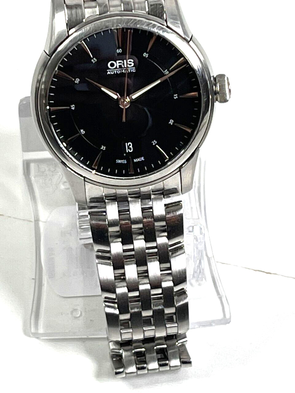 Oris Mens Artelier Automatic Stainless Steel Black Dial Watch – 7670