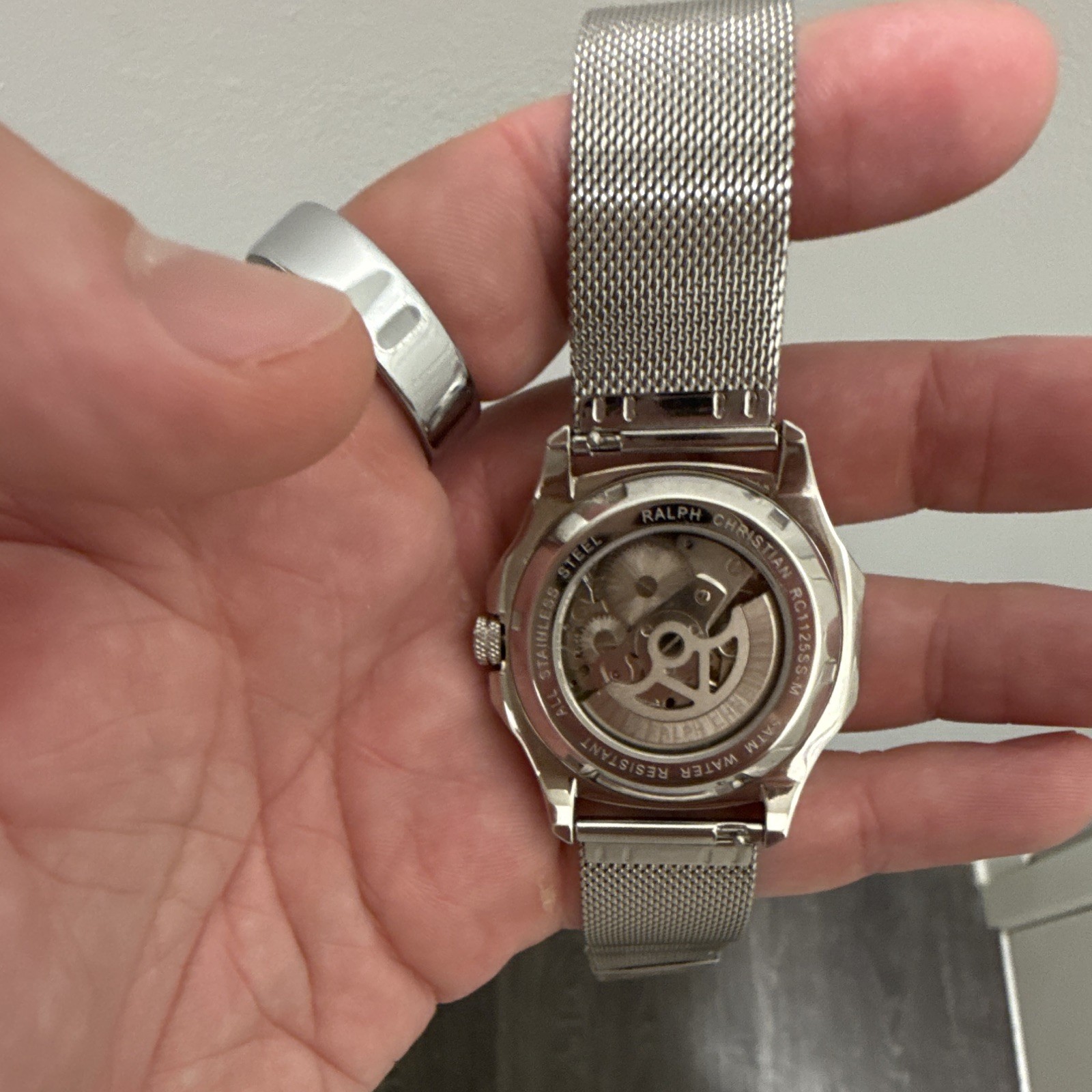 Ralph Christian Men’s Skeleton Automatic Octagon 44mm Silver Mesh “The Avalon”