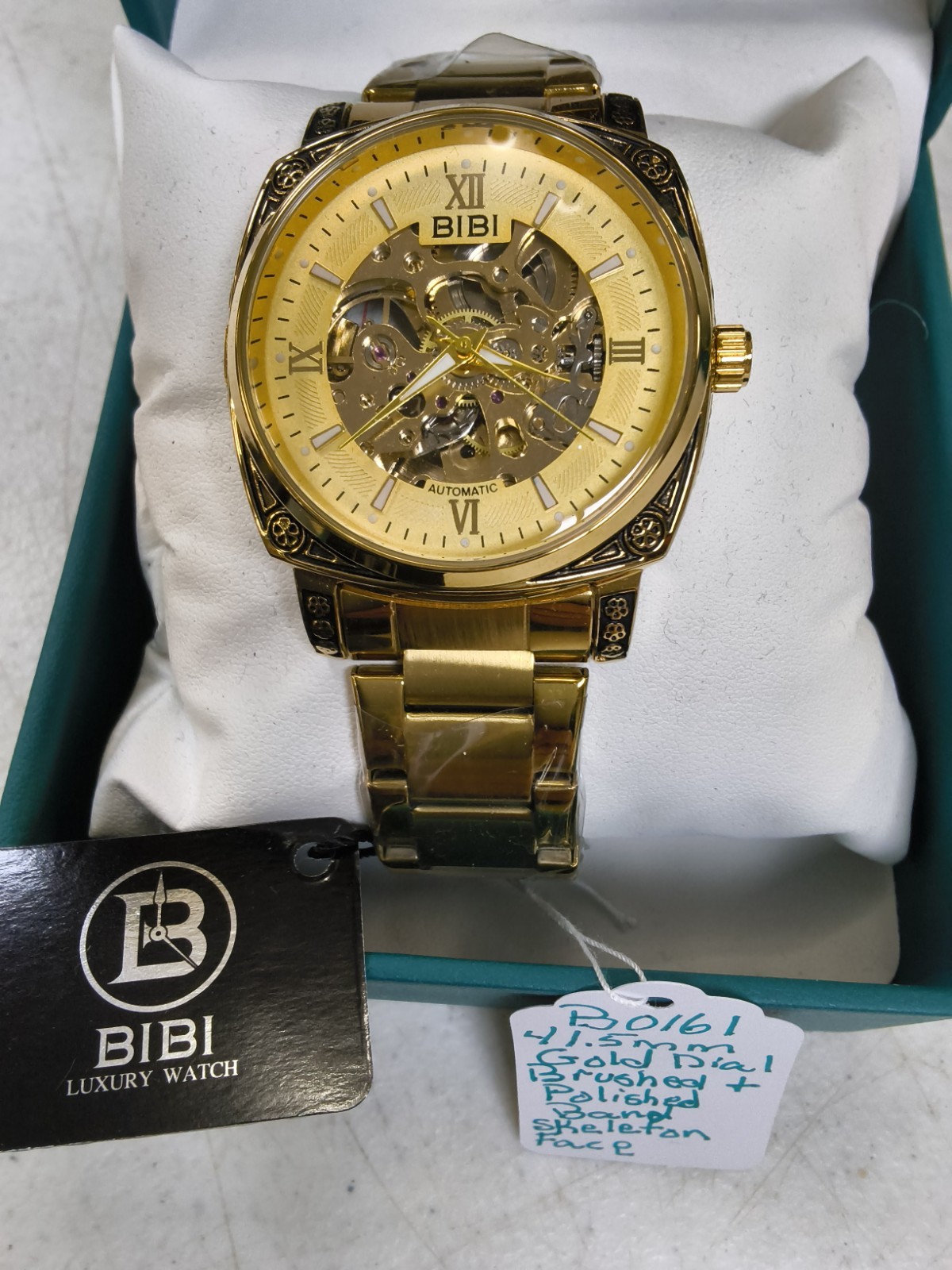 BIBI Automatic Skeleton Men’s Gold Tone Watch 41.5mm Exhibition Back New…