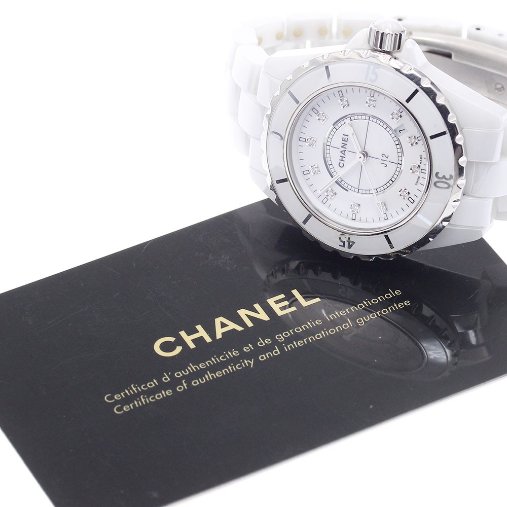 CHANEL J12 H1628 White ceramic 12P diamond white Dial Quartz Ladies Watch_939000