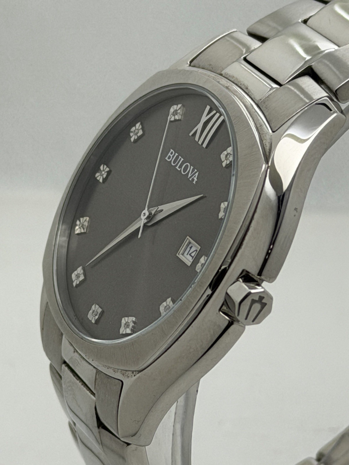 Bulova 96D122 Millennia Grey Dial Diamond Accent Date Indicator Men’s Watch 42mm