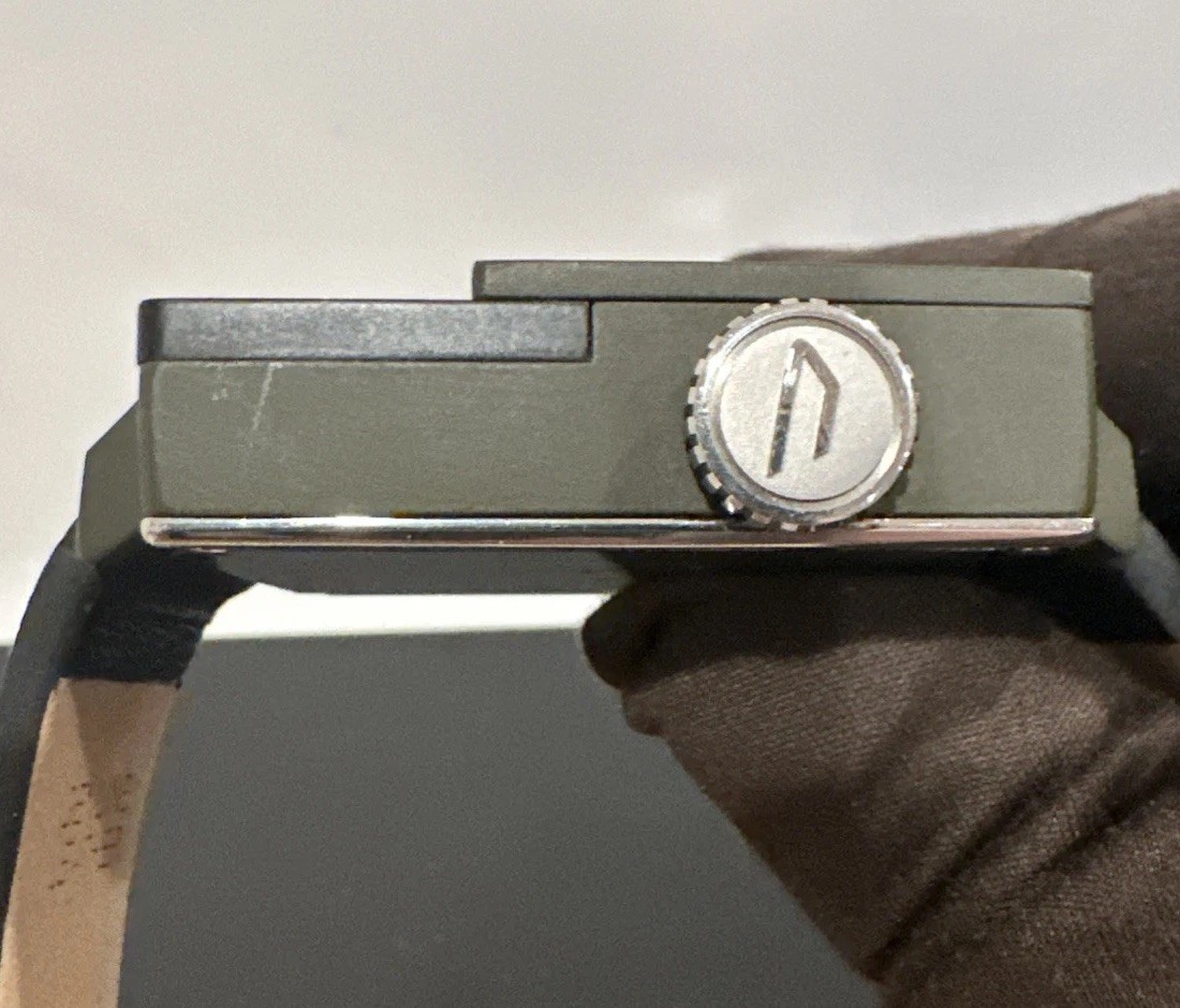 Diesel DZ-7248 Oversized Watch Matte Black/green Case Black Leather Band READ!
