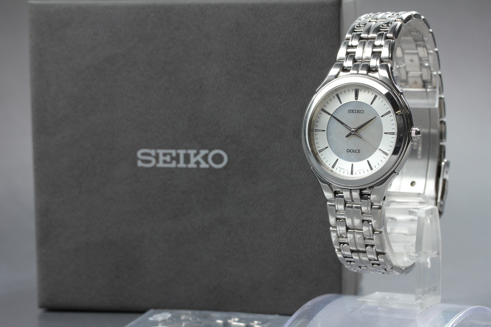 Vtg1986 N MINT FullSet Seiko Dolce V181-0AC0 Two Tone Round 34mm Qz Men’s Watch