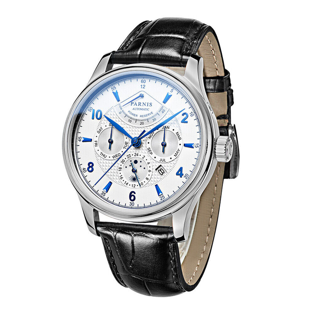 Miyota 9100 Movement Sapphire Glass Power Reserve PARNIS 43mm Automatic Watch