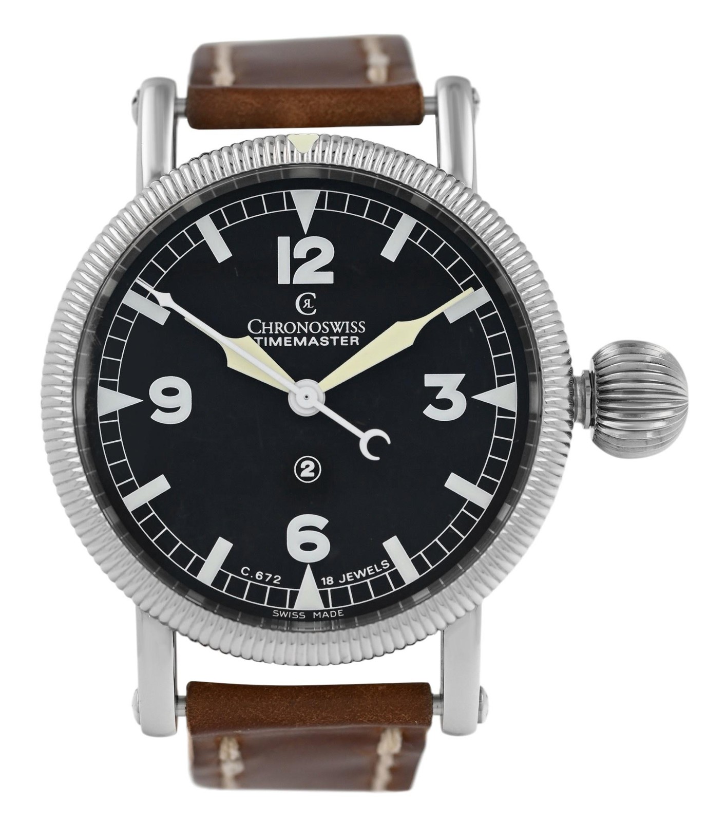 Chronoswiss Timemaster CH 6233 Black Dial Steel 44MM Men’s Manual Wind Full Set