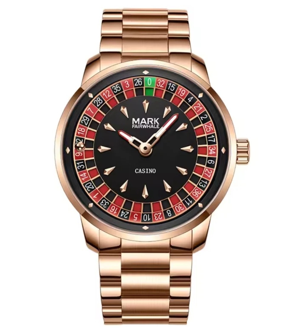 Casino Roulette Watch. With Roulette Wheel That Spins. Luxury Version. Rose Gold