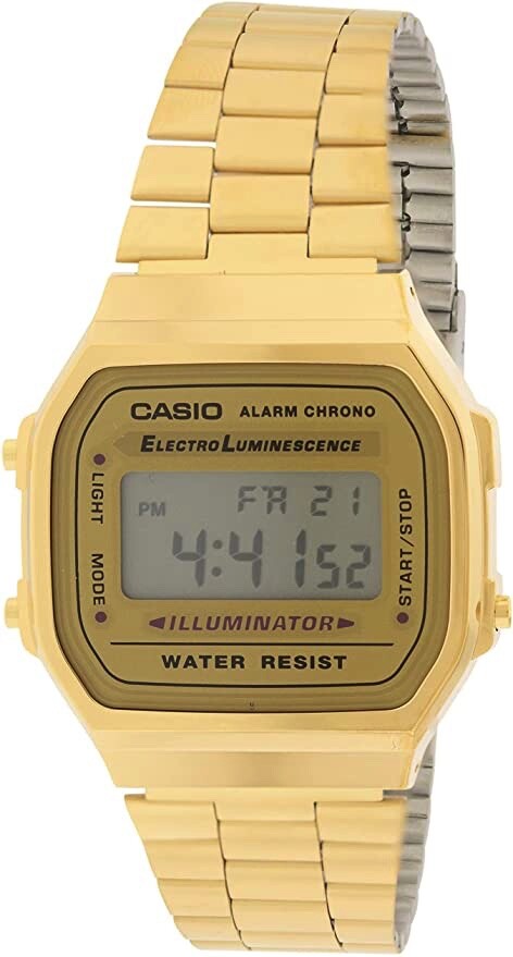 Casio A168WG-9 Men’s Vintage Gold Metal Band Illuminator Chronograph Alarm Watch