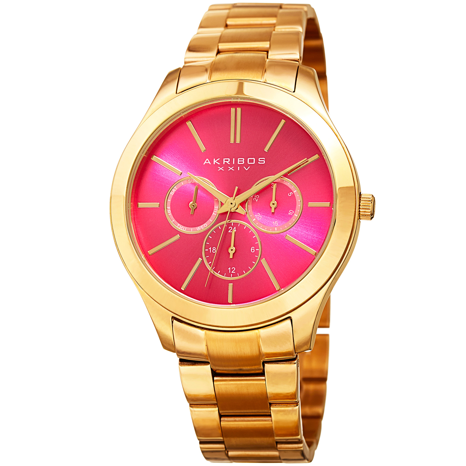 Women’s Akribos XXIV AK952GPK Military Time Date Complication Bracelet Watch