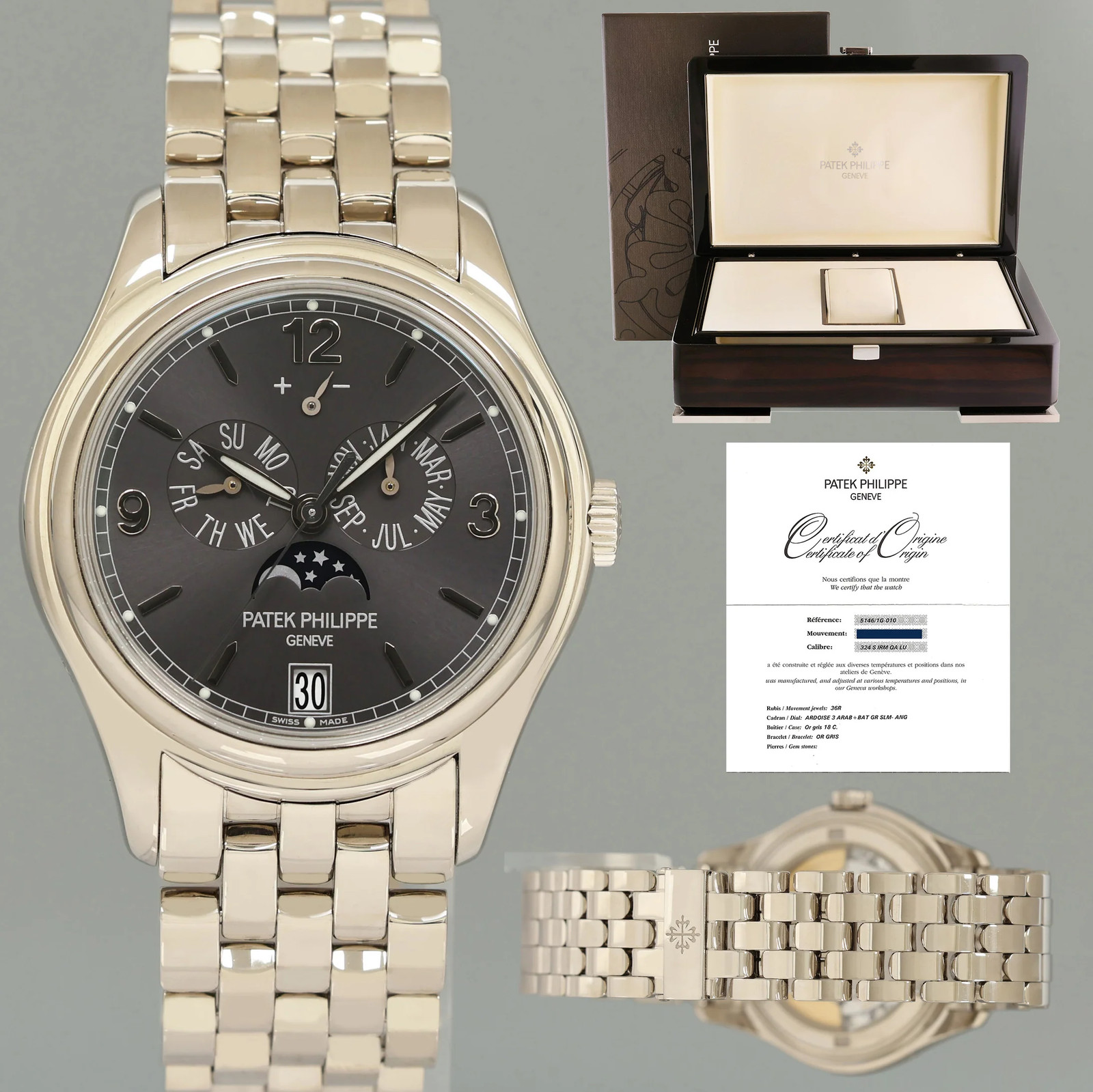 PAPERS 2026 Service Patek Philippe 5146G White Gold Annual Calendar 39mm Watch