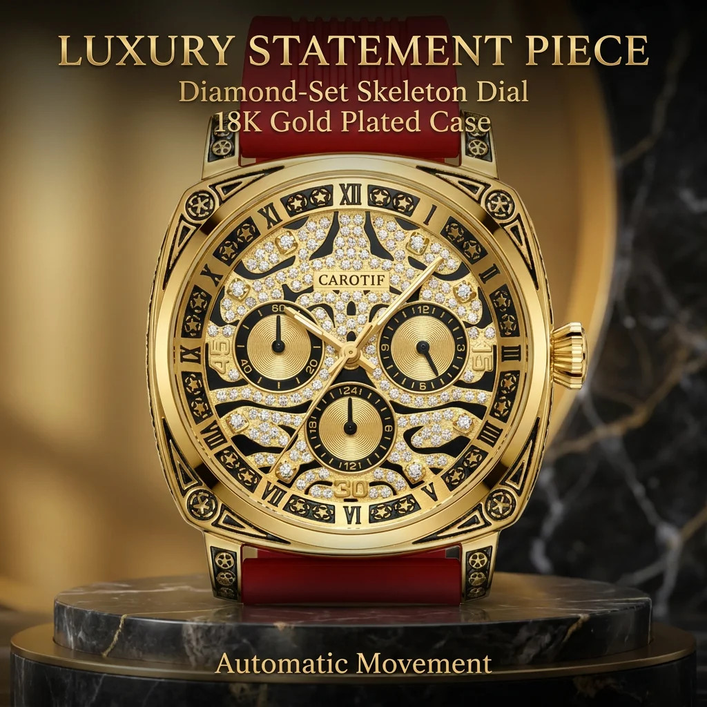 Men’S Gold Dial Silicone Strap Vintage Fashion Classic Fashion Details Quartz
