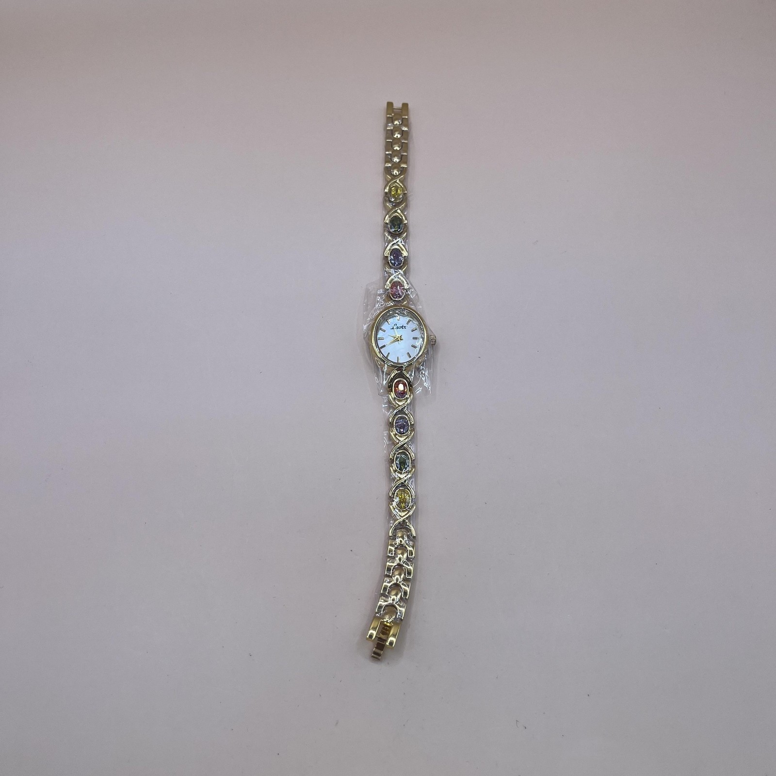 Lsota Womens Gold Tone Bracelet Watch Multicolor Crystal Water Resistant J095