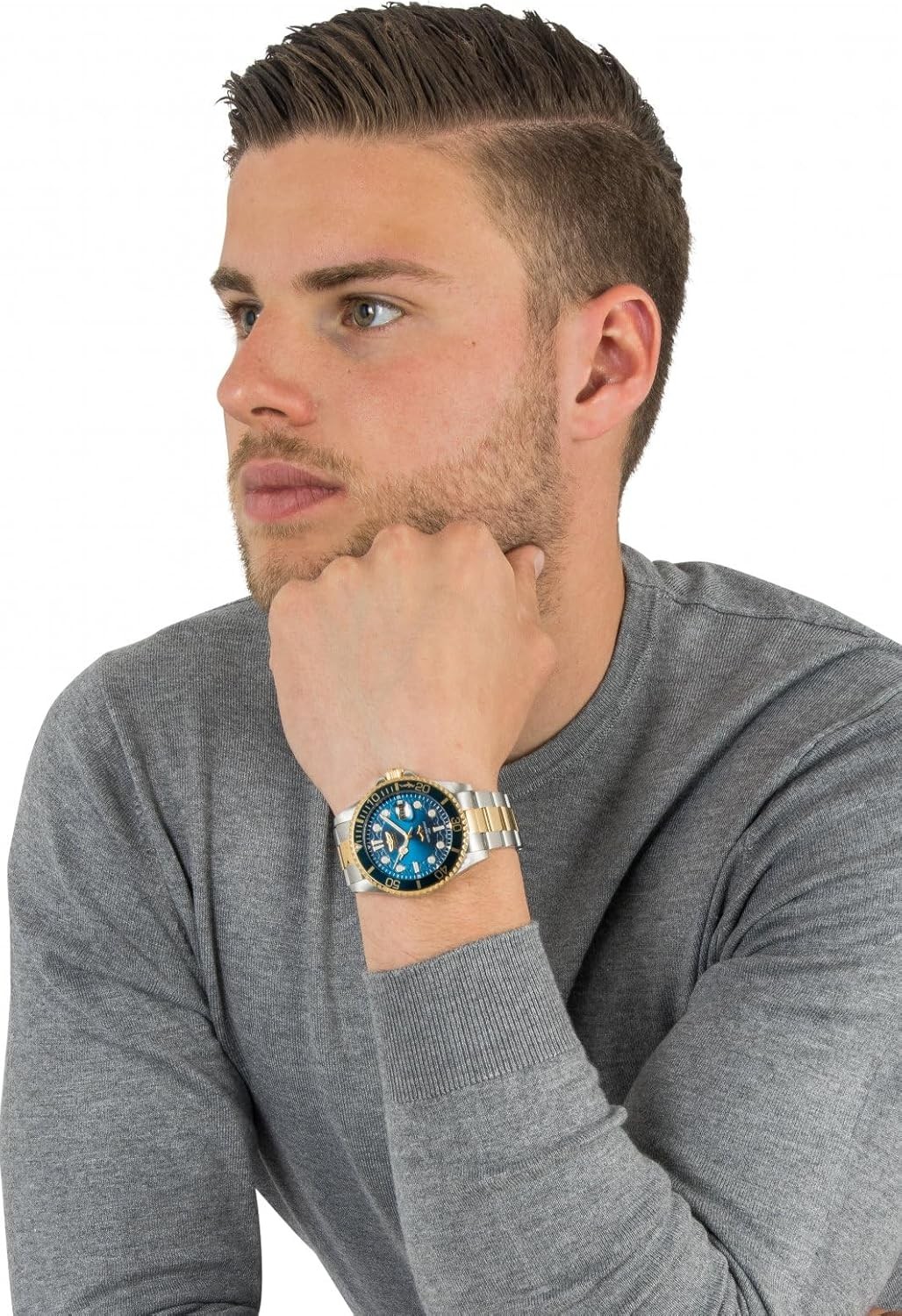 Original Invicta Pro Diver Watch Blue Dial Gold Steel 100M Water Resistant Mens