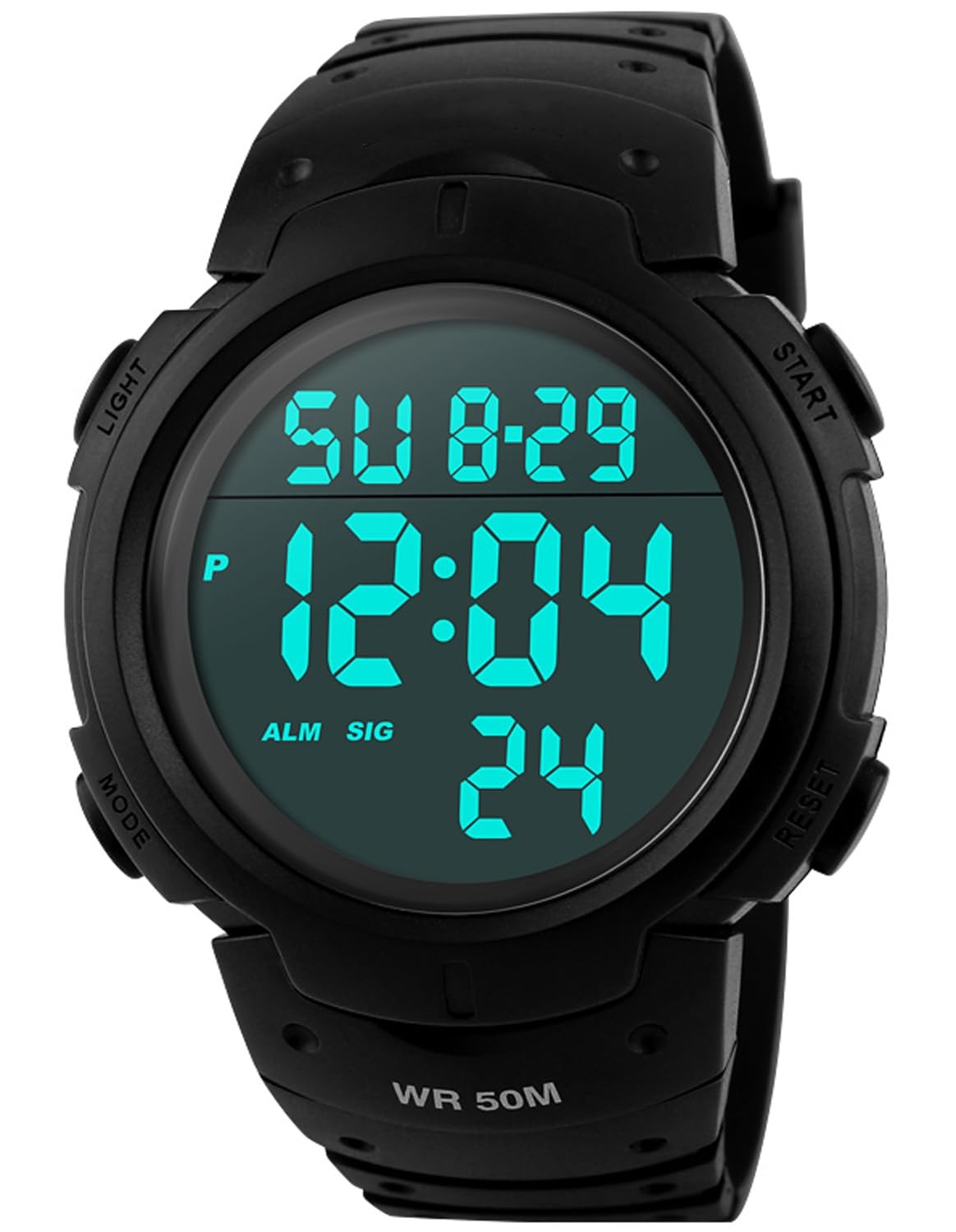 Unisex Simple Outdoor Sports Watch Big Dial Digital Light Swim Waterproof Rub…