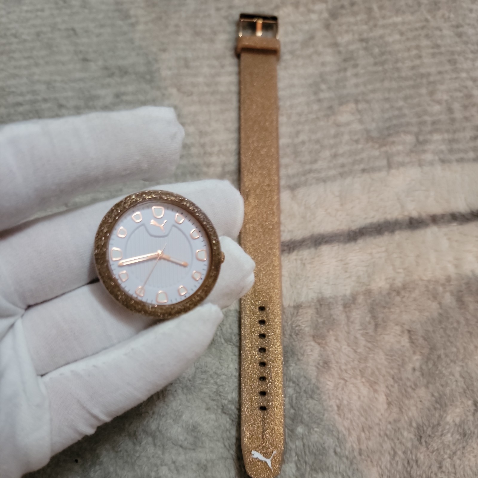 Puma Womens Reset P1002 Rose-Gold Silicone Quartz Fashion Watch Parts Band&Dial