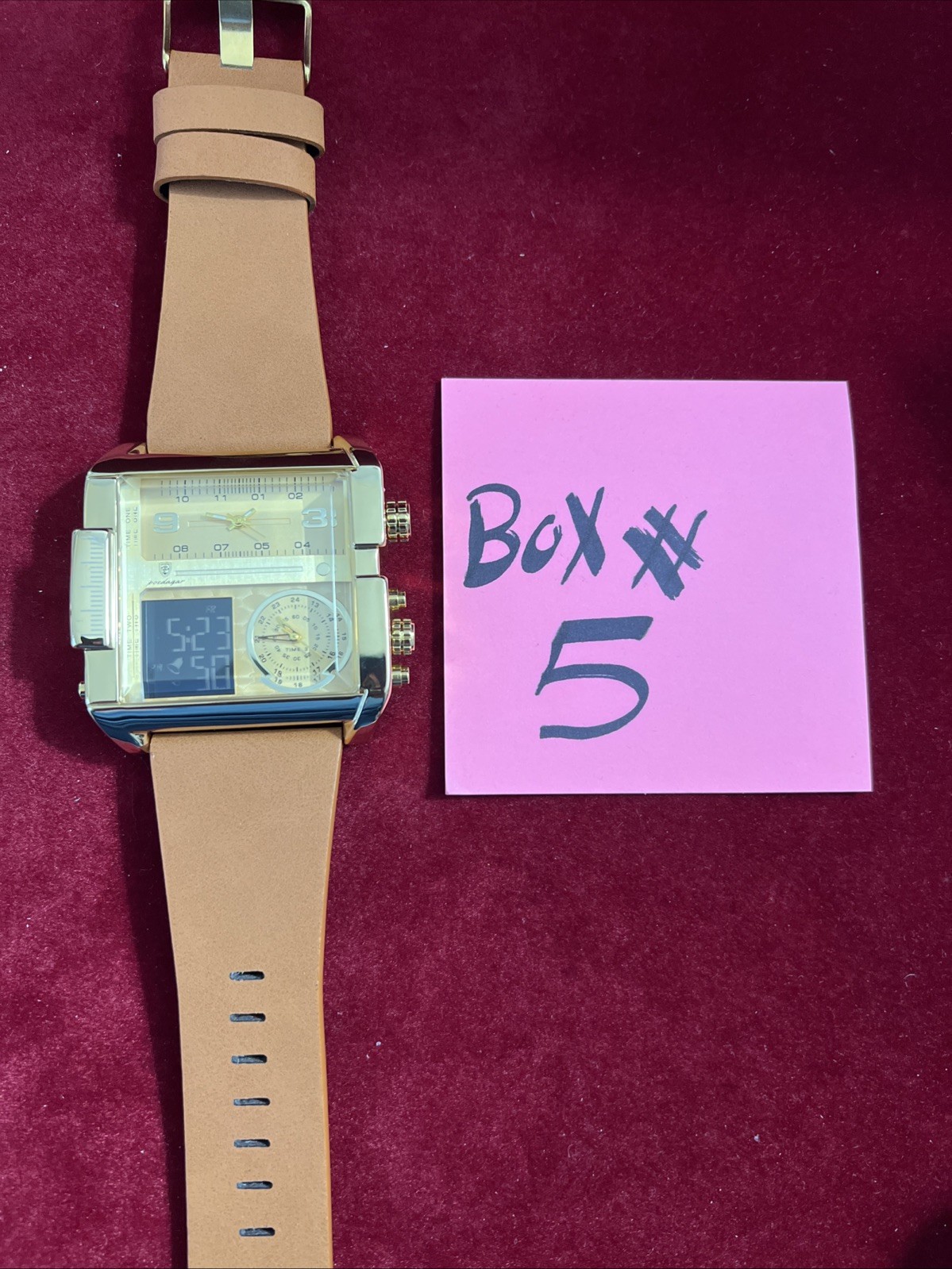 Golden Fashion Cool Men Square Watch Men Casual Sports Double Display Watch Gift