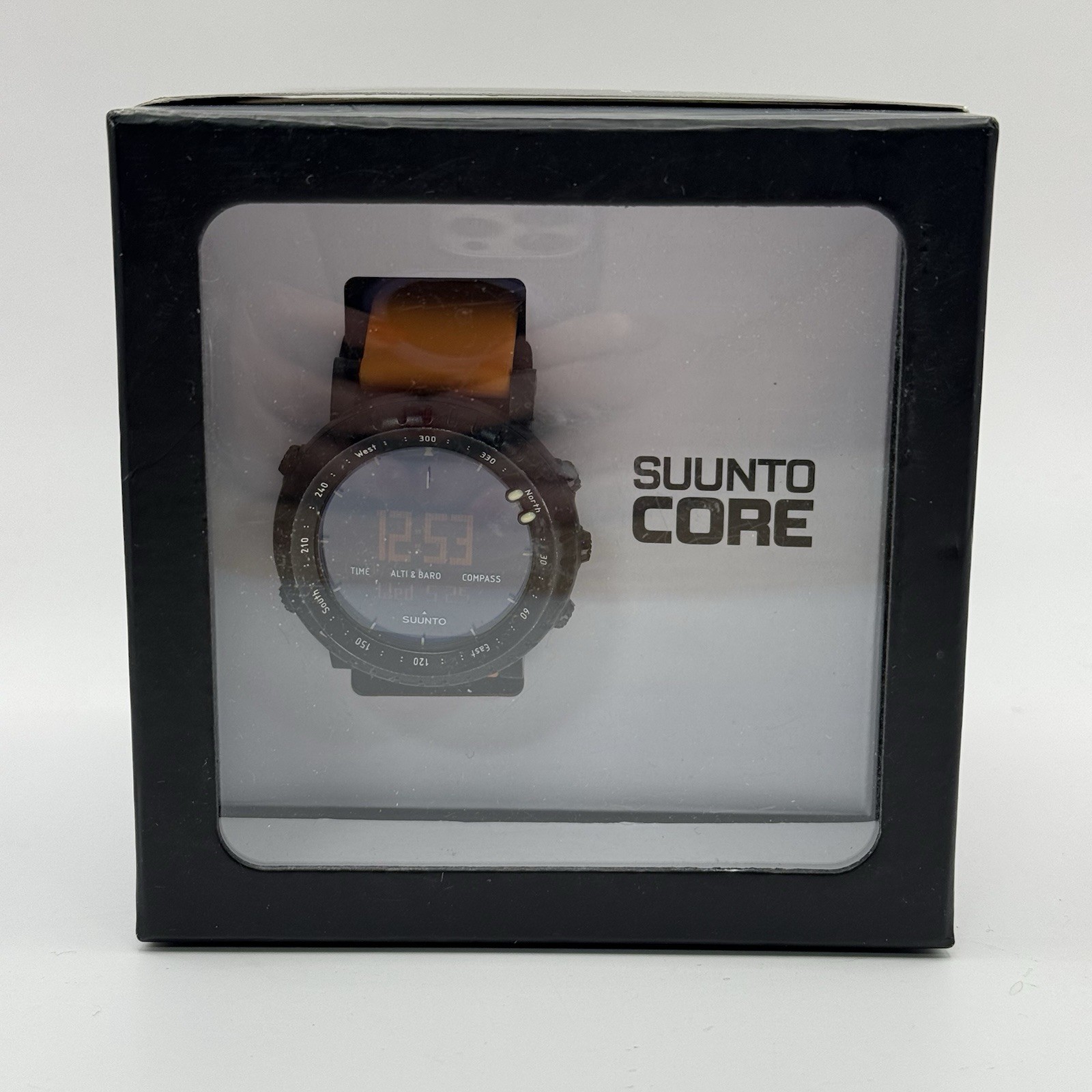 Suunto Core Men’s Black Watch Orange 2nd Band W/New Battery Altimeter Barometer