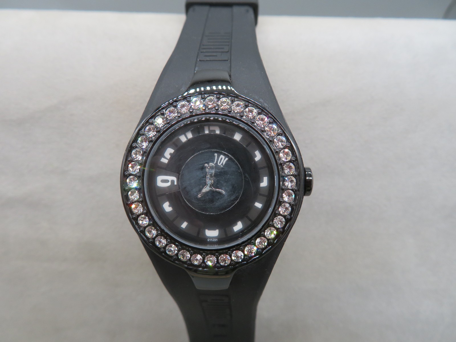 Ladies Puma Black Watch Model PU101122001 Clear Crystal Bezel New Battery