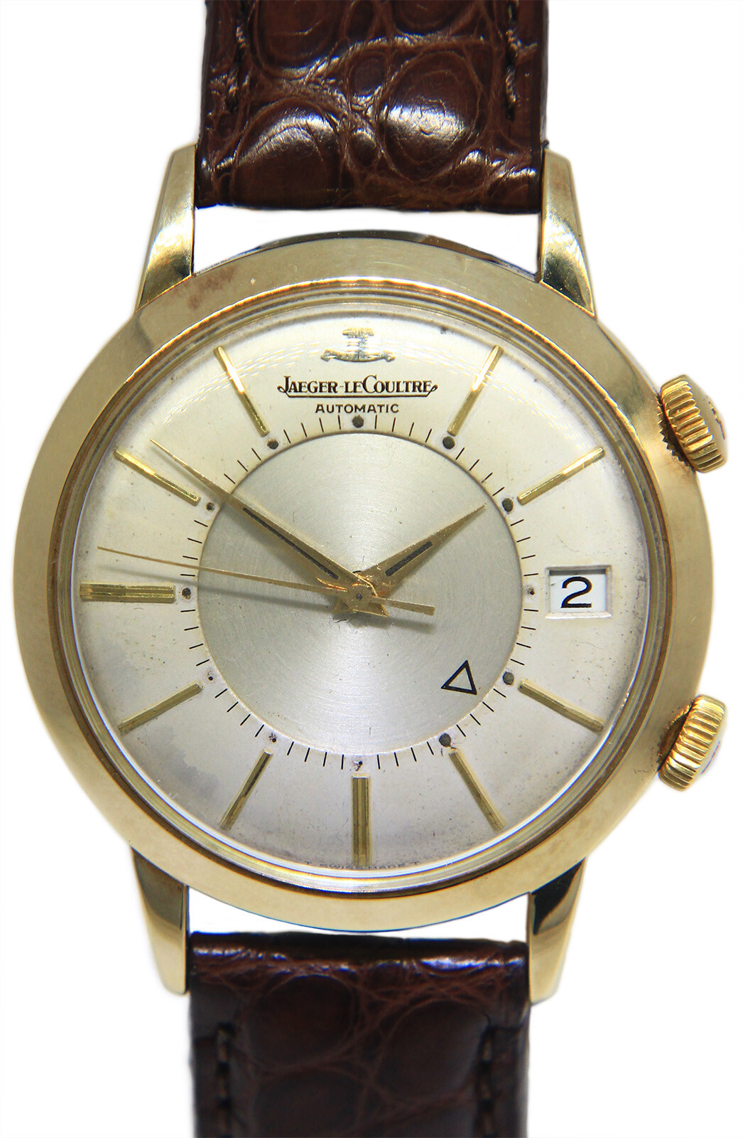 Jaeger LeCoultre Memovox Alarm 18k Gold Shell Vintage Mens 37mm Automatic Watch