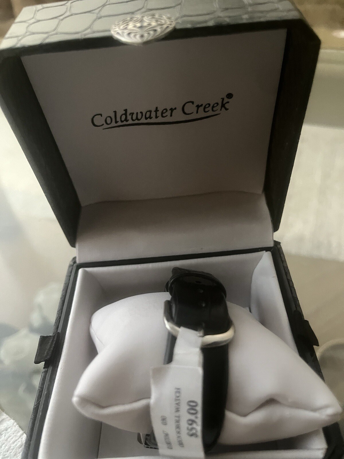 Coldwater Creek Pedre Croc n Scroll Women’s Watch W Croc Leather&Box New Battery